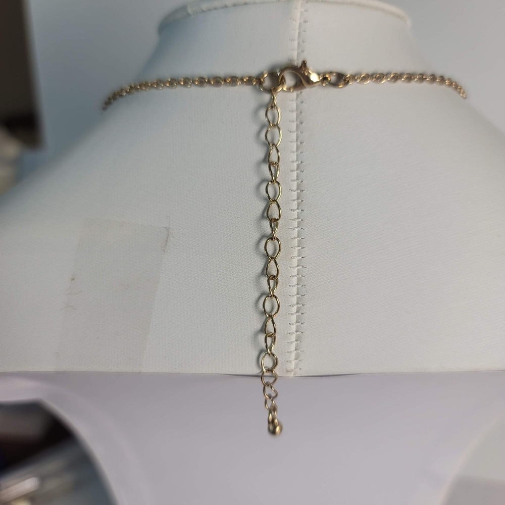 Black‎ Bib Statement Necklace Gold Tone Multi Strand Faceted Marquise Petal Drop - Picture 3 of 6